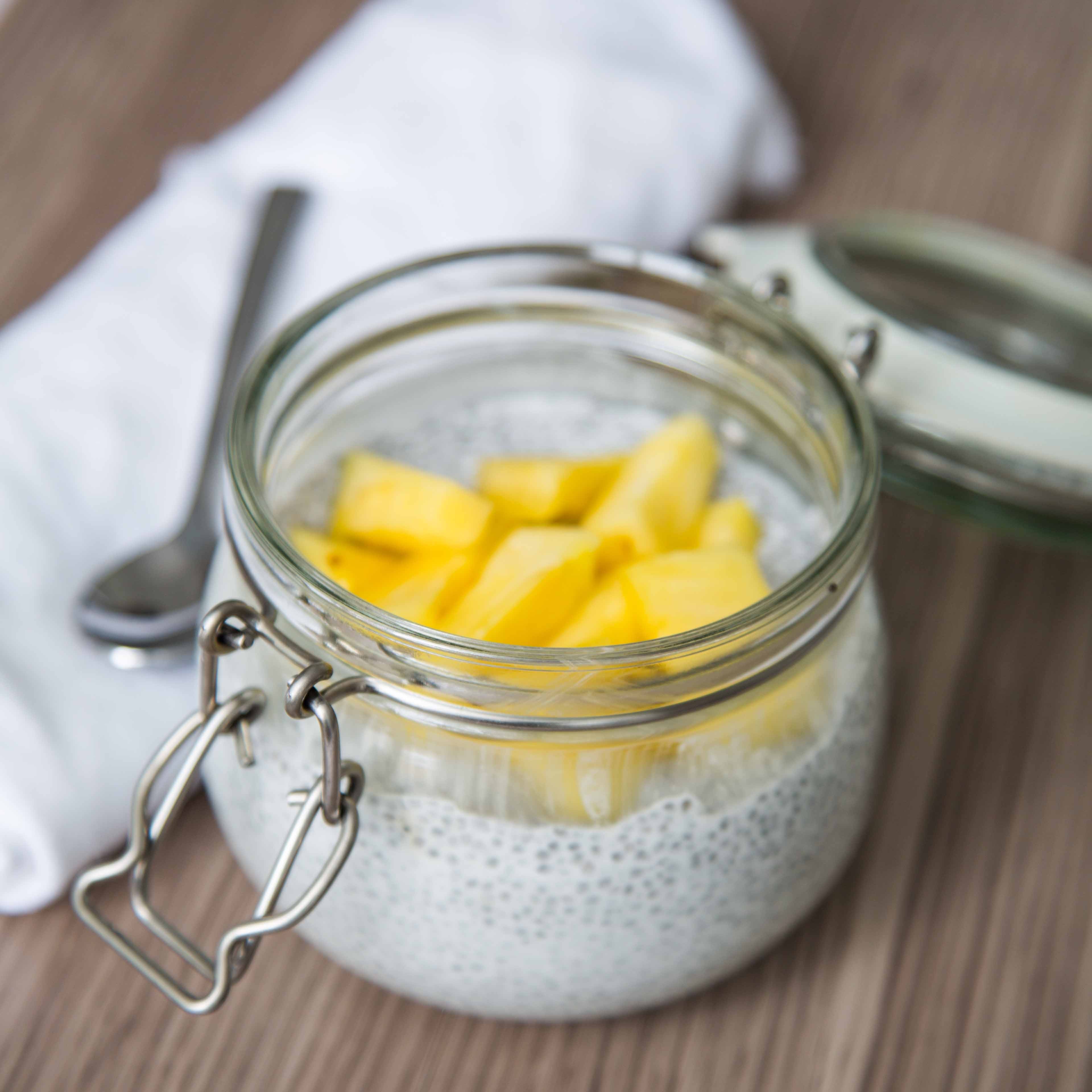 Chia-Pudding mit Honigmelone und Ananas