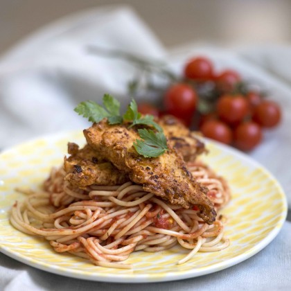 Picata Milanese mit Pasta Pomodoro