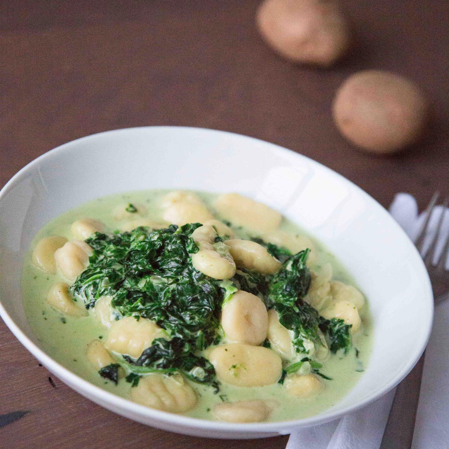 Gnocchi mit leichter Spinat-Käsesauce