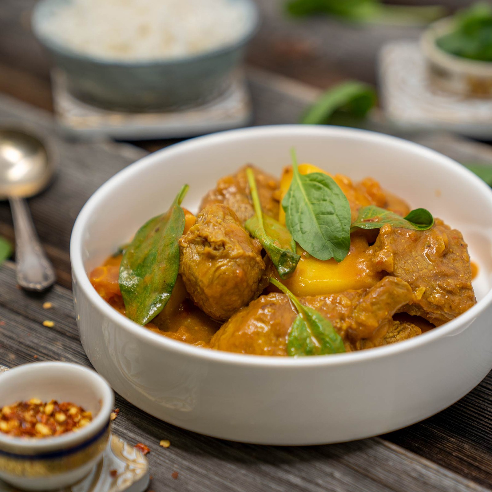 Indisches Rindfleisch-Curry mit Basmatireis