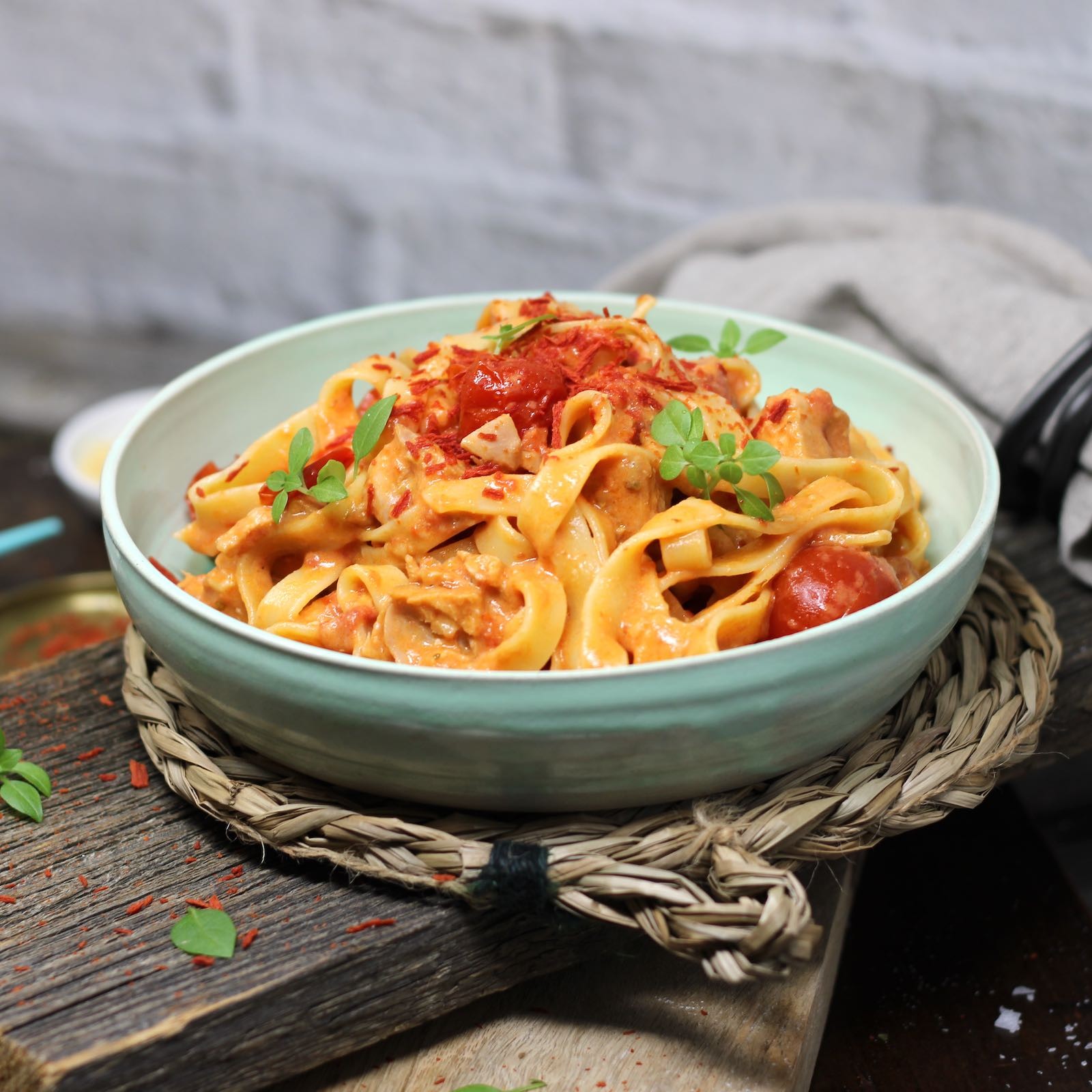 Tagliatelle mit cremiger Cherrytomaten-Lachssauce